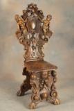 Incredible antique, hand carved walnut Side Chair, measuring 48