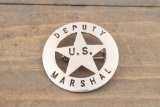 Vintage 5-point, cut-out Circle Star Badge marked â€œDEPUTY MARSHALâ€ with â€œU.S.â€ in center of