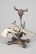 Fantastic solid bronze steer head Pistol Stand with buffalo skull crest on heavy claw foot base, 12