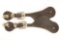 Fancy pair of vintage basket weave two-piece Spur Straps with gold and silver plated buckles and kee