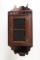 Unique antique Victorian mahogany hanging Corner Curio with double glass front door and fancy spindl