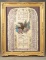 Incredible vintage, large framed, Embroidered Silk Banner with glass beads and buttons done in a sil