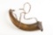 Early Steer Horn Powder Horn with unique spotted tack end cap, measures 17