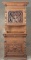 Beautiful antique leaded and stained glass, oak two-piece, step back Bar, in original finish and con