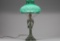 Antique Art Nouveau figural metal Table Lamp in original patina with 11