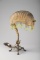 Antique Table Lamp with Armadillo Shade, circa 1920s, shade is mounted on footed cast iron base, mea