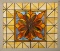 Antique stained and leaded glass Window with large jewel in center, circa 1890-1900, frame measures