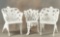 Four (4) pieces of metal Lawn Furniture, three (3) pieces are matching in a Fern pattern, all are in