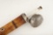 Antique Wooden Cane with engraved silver pommel. NOTE: The hinged handle opens to reveal a glass whi
