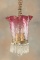 Beautiful vintage Hallway Hanging Fixture with fluted cranberry to clear shade , measures 10