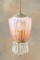 Unique vintage Hallway Hanging Fixture with pink to clear 7