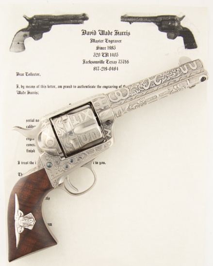 Engraved Colt, SAA Revolver, .45 Colt caliber, SN 215256, manufactured 1901, engraved full coverage