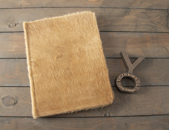 This lot consists of the following  two items to include: A hair on hide Book #130 titled "A Pictori