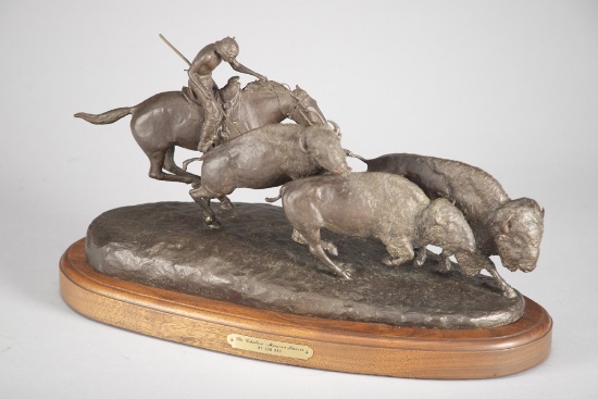 Original Bronze Sculpture by noted Artist Don Ray (1937-2006), titled "The Cibolero-Mexican Lancer",
