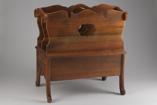 Ornate walnut carved Magazine Stand with full width drawer, excellent original finish and condition,