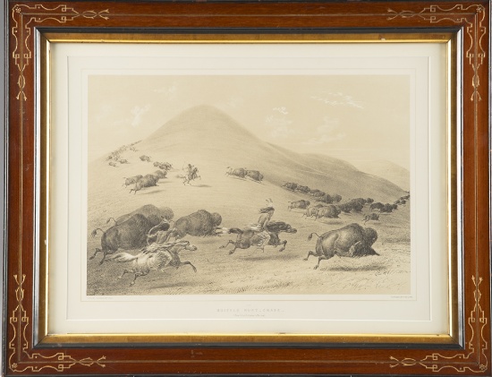 George Catlin (1796-1892) framed Lithograph, marked lower right "Day & Haghe Lith. to the Queen", ma