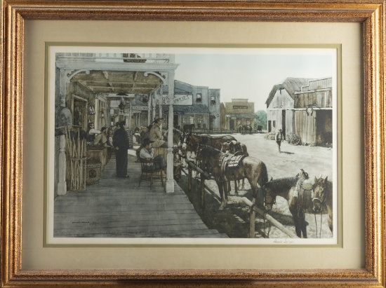 Framed Western Print, hand signed at lower right Donald Teague, N.A., 1973. Donald Teague was an Ame