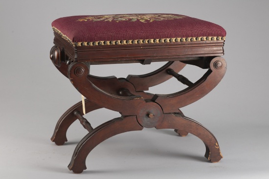 Rare Victorian Walnut adjustable Piano Stool. These stools were originally featured in the 1890s Chi