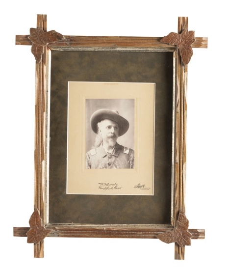 Framed Cabinet Photograph of William F. Cody (Buffalo Bill), marked at lower right "Stacy/ 5th Ave.