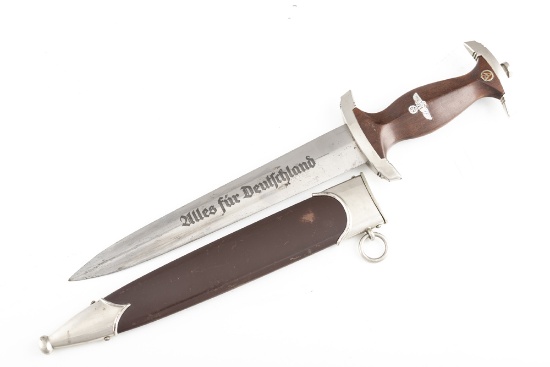 Original SA â€œBrown Shirtâ€ Dagger. Blade is etched with the slogan â€œAlles fur Deutschlandâ€ an