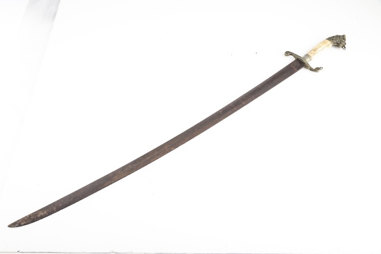19th Century European Lionâ€™s Head Sabre. Interesting example showing much age and patina, nickel-t