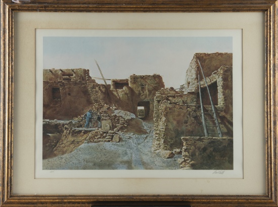 Hand signed Print by noted artist Paul Calle (1928-2010) titled "Wood Gatherer of the Walpi" dated 1