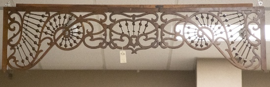 Antique oak stick and ball Fret Work, circa 1890s, in original finish, measures 62 3/4" L x 16" T, h