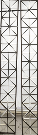 Matching pair of antique beveled glass Side Lights, in excellent condition, measuring 8 1/2" W x 68"