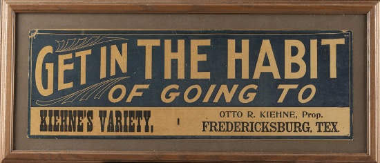 Framed vintage Paper Advertisement "Get In The Habit of Going to KIEHNE'S VARIETY, Otto R. Kiehne, P