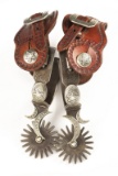 Pair of hand engraved, double mounted Spurs by Master Spur Makers Lytle & Mower, West Bountiful, Uta