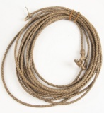 Exceptional braided rawhide Reata, approximately 40 ft. long, with unusual braided hondo. Nice overa