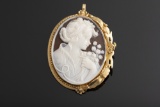 Ladies 18kt yellow gold .34mm cameo pin/pendant. Showing Replacement Value $850.00. The Late Joe & B