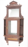 Unique two piece Walnut Victorian hanging Wall Curio, 46
