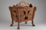 Beautiful antique carved claw foot Magazine Stand, circa 1920s, extremely fine quality, measures 13