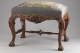 Fine quality antique floral carved Ottoman, circa 1920s, fine craftsmanship and needlepoint cushion