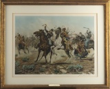 Framed action Print, hand signed at lower right Joe Grandee, 1972, titled 