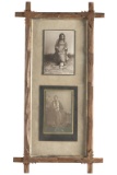 Framed pair of Indian Cabinet Photographs. The top one is marked 