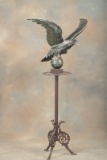 Large Eagle on metal Pedestal with footed base, 30