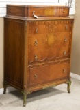 French Style 5 drawer Chest on Chest, circa 1920-30s, Satin Wood with satin wood inlay, excellent co