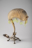Antique Table Lamp with Armadillo Shade, circa 1920s, shade is mounted on footed cast iron base, mea