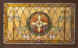Antique leaded and stained glass, jeweled Victorian Window, circa 1890s, in very nice condition, fra