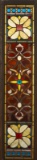 Antique leaded and stained glass, jeweled Victorian Transom Window, circa 1890s, with beautiful glas