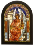 Magnificent antique leaded and stained glass Landing Window, circa 1890s, in excellent condition sho