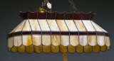 Leaded and stained glass Billiard Hanging Light Fixture, very good condition, measures 35