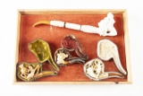 Collection of four (4) vintage Meerschaum & Meerschaum type figural Pipes. (1) Pipe has a 2