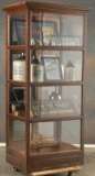 Antique country store, oak and glass sliding door, Floor Model Showcase, circa 1900s, manufactured b