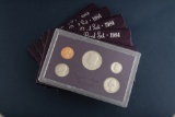 Group of five (5) uncirculated cased Proof Sets, dated 1984, totaling 25 Coins. Each case contains,