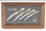 Cased Set of four Case Folding Pocket Knives, blade is marked 