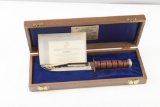 Beautiful K-A-BAR U.S.M.C. Fighting Knife. Blade is done in silver plate with gold finish and is mar
