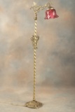 Fancy antique brass Floor Lamp, circa 1920s, in original finish and patina with 6 1/2